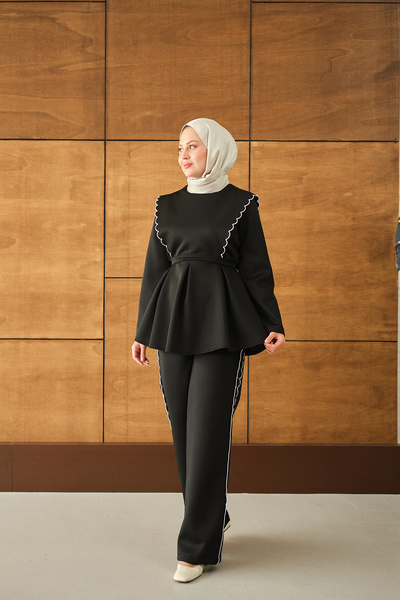 LOCCO Kadın Nakış Detay Takım Siyah