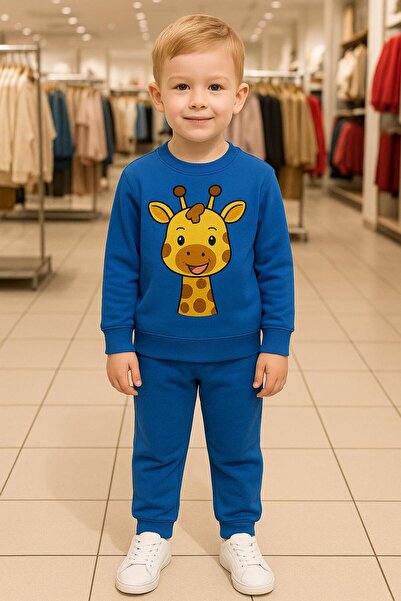 playwear طقم رياضي زيراف مطبوع للأعمار 3-4-5-6-7-8-9-10-11-12 سنة