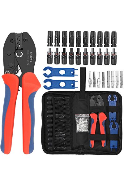 Onuvio Set de sertizare pentru cabluri de panouri solare 2,5 mm, 4 mm, 6 mm, clește de sertizare, 10 conectori MC4