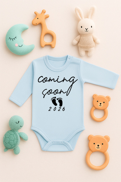 SVART WEAR Sürpriş Hamile Printed 100% Cotton Baby Bodysuit Badi Body with Sn...