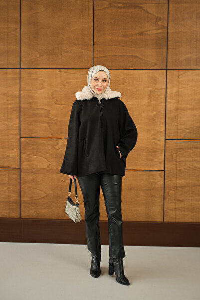 LOCCO Γυναικείο βελούδινο μπουφάν με γιακά μαύρο