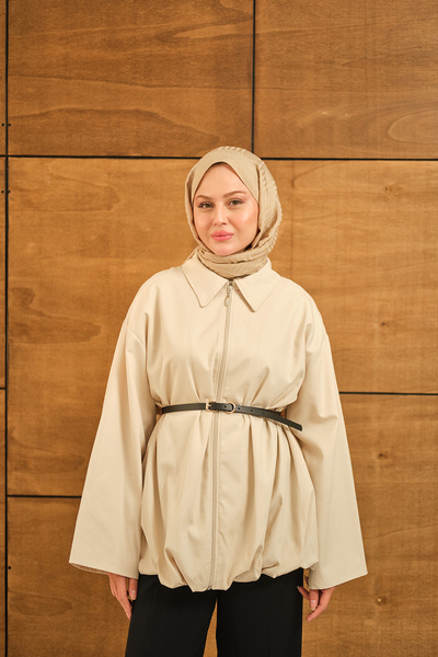 LOCCO Γυναικεία κρέμα με λεπτομέρεια από γαμπαρντίνα