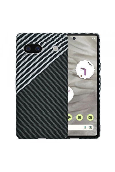 Google Case for Pixel 7a, Techsuit, Carbonite FiberShell, Black Gray