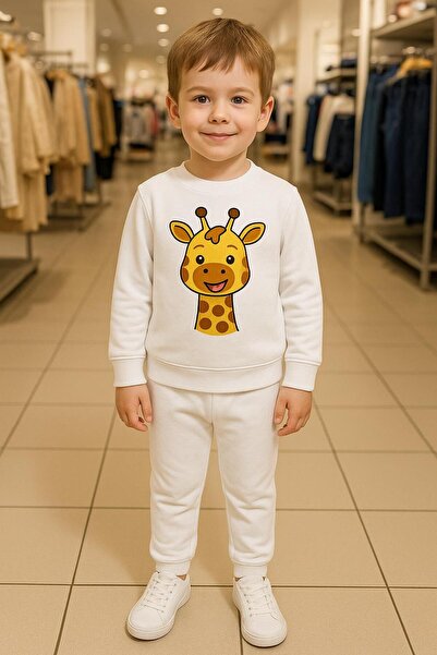 playwear طقم رياضي زيراف مطبوع للأعمار 3-4-5-6-7-8-9-10-11-12 سنة