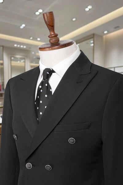 Salihtarzz Takım Elbise Kruvaze SlimFit Siyah SD42260