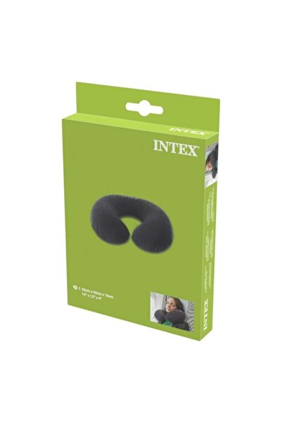 Intex travel pillow, comfortable, inflatable, velvet-like, anthracite 36x30x10cm
