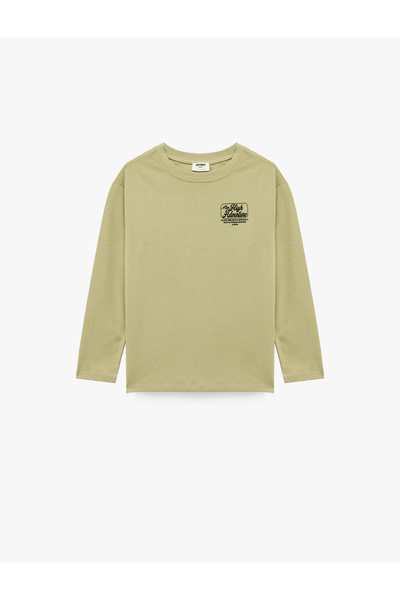 Koton Uzun Kollu Bisiklet Yaka Pamuklu Baskılı Oversize Tişört