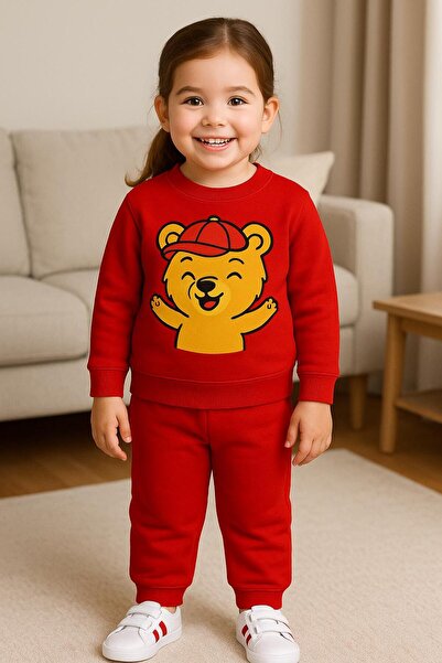 playwear Σετ Φόρμας με Σχέδιο Αρκουδάκι με Καπέλο για Ηλικίες 3-4-5-6-7-8-9-1...