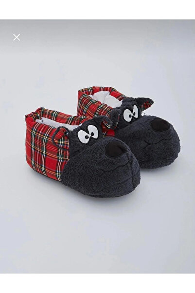 ALTUN TİCARET Siyah Kırmızı Köpek Hayvanlı Unisex Panduf