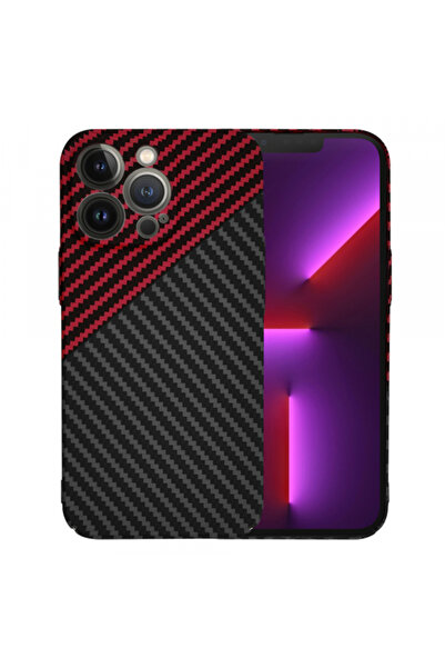 Apple Husa pentru iPhone 13 Pro, Techsuit, Carbonite FiberShell, Neagra Rosie
