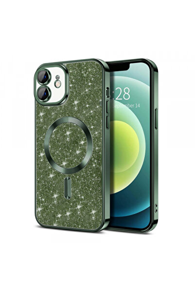 Apple MagSafe Case for iPhone 12, Techsuit, Luxury Glitter, Dark Green