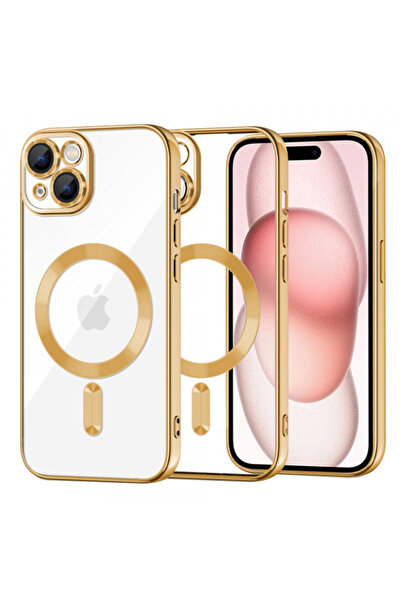 Apple Husa MagSafe pentru iPhone 15, Techsuit, Luxury Crystal, Aurie