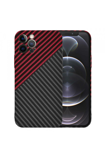 Apple Husa pentru iPhone 12 Pro, Techsuit, Carbonite FiberShell, Neagra Rosie