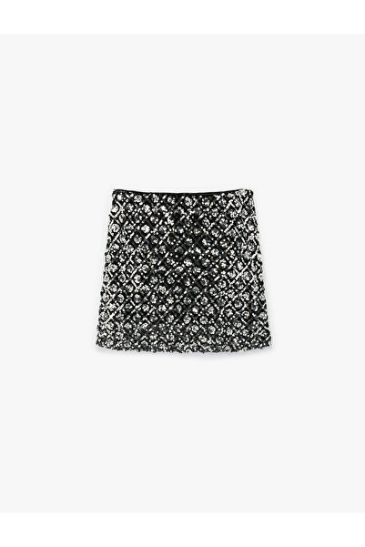Koton Sequined Slim Fit Mini A-Line Evening Dress Skirt