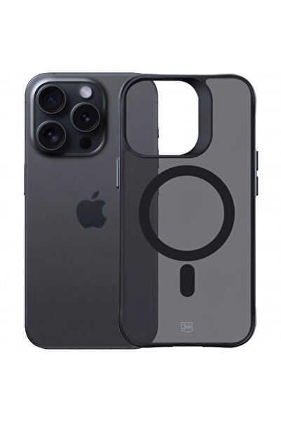 Apple Husa MagSafe pentru iPhone 15 Pro Max, 3MK, Smoke MagCase, Neagra
