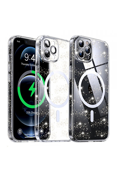 Apple Husa MagSafe pentru iPhone 12 Pro Max, Techsuit, SparkleSkin, Transparenta