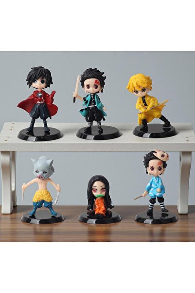 e-life shop Demon Slayer İblis Avcıları Kimetsu No Yaiba 6'lı Anime Figür Tanjiro Nezuko Zenitsu Inosuke Rengoku