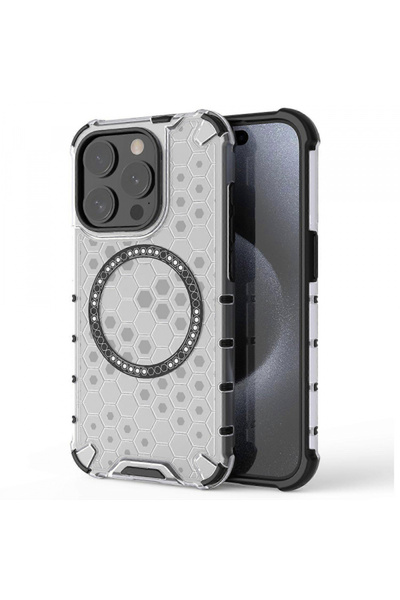 Apple Husa MagSafe pentru iPhone 15 Pro, Techsuit, HoneyComb Shield, Alba