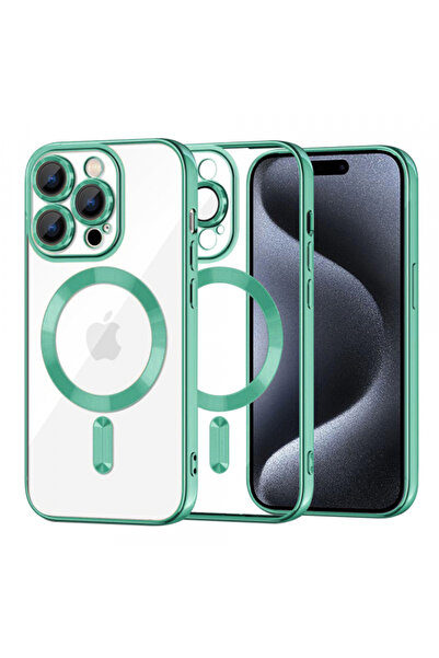 Apple Husa MagSafe pentru iPhone 15 Pro, Techsuit, Luxury Crystal, Verde Deschis