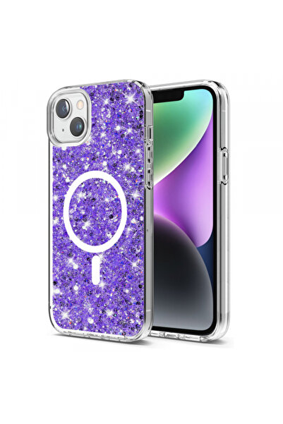 Apple Husa MagSafe pentru iPhone 15 Plus / 14 Plus, Techsuit, Sparkly Glitter, Mov