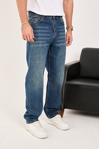 IMPOSING JNS Men's Baggy Fit Comfortable Fit Navy Blue Jeans Trousers