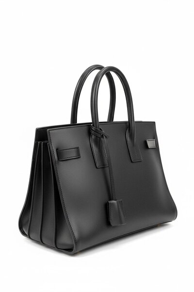 Deriderim Black Genuine Leather Tote Bag