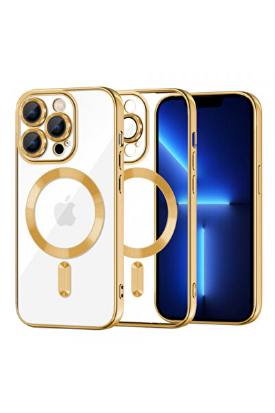 Apple Husa MagSafe pentru iPhone 13 Pro Max, Techsuit, Luxury Crystal, Aurie