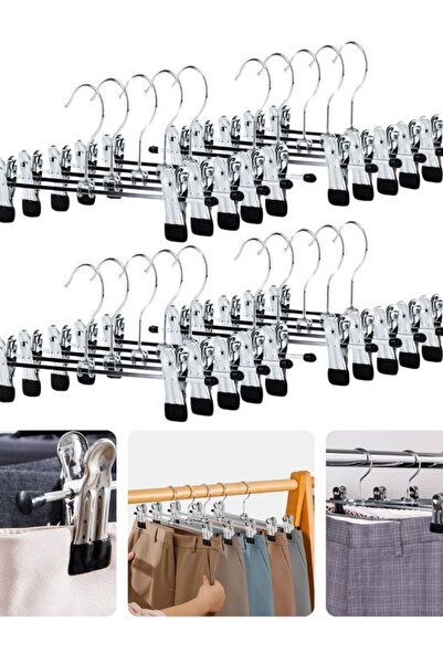 HZL HOME 2 قطعة من حاملات البنطلونات والتنانير، كروم مقاوم للصدأ، مع مشابك ما...