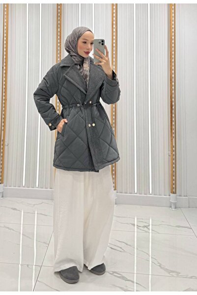 BZ BUTİK Waist-Tightening Quilted Coat