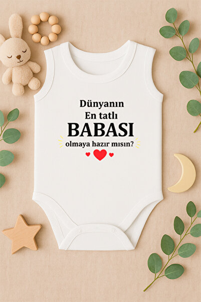 SVART WEAR Sürpriş Hamile Printed 100% Cotton Baby Bodysuit Badi Body with Sn...