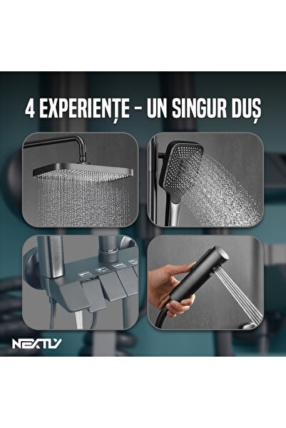 NEXTLY Luxe LED Shower System with Digital Temp Display & Multi-Function Hand Spray