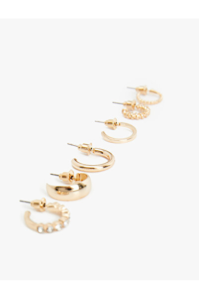 Koton Taş Detaylı Çelik 6'lı Halka Küpe Seti