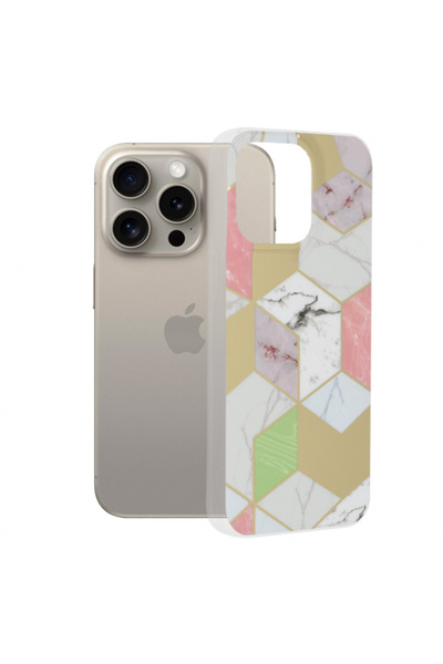 Apple Husa pentru iPhone 15 Pro Max, Techsuit, Marble, Mov