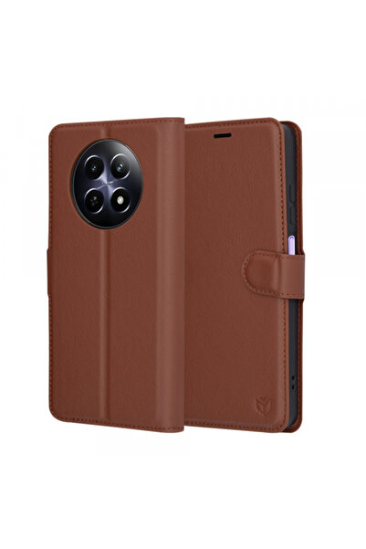 realme Husa pentru 12x / 12, Techsuit, Leather Folio, Maro