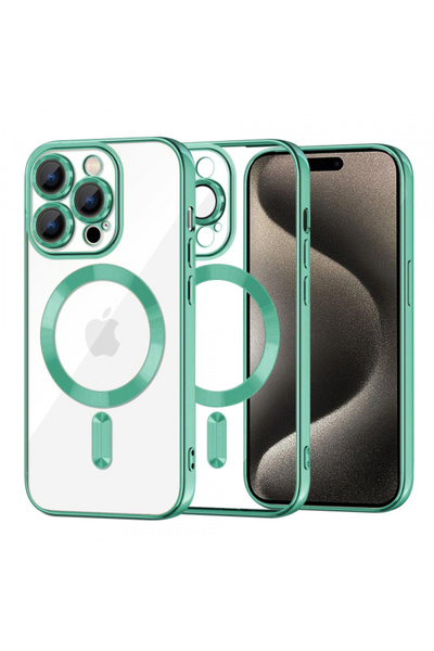 Apple Husa MagSafe pentru iPhone 15 Pro Max, Techsuit, Luxury Crystal, Verde ...