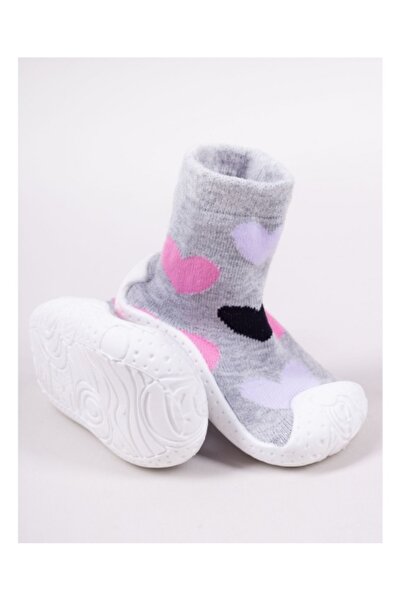 BebeNou Mocasini pentru copii cu talpă antiderapantă - Design cu inimă roz pe...