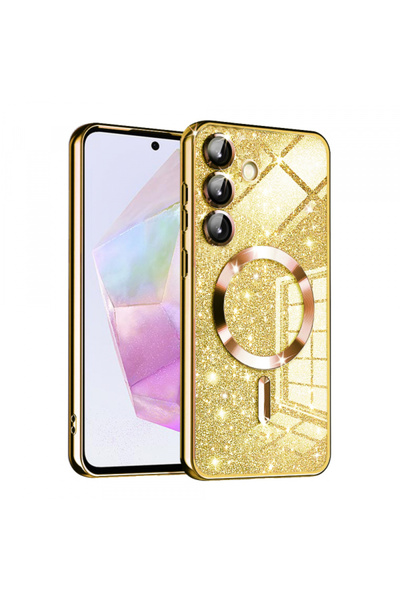 Samsung MagSafe калъф за Galaxy A35 5G A356, Techsuit, луксозен блясък, златен
