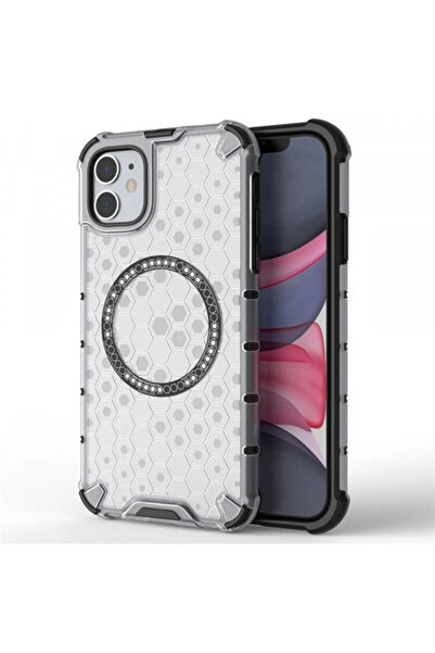Apple Husa MagSafe pentru iPhone 11, Techsuit, HoneyComb Shield, Alba