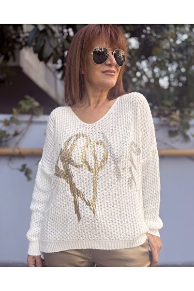 DenizEge Italian Love Sweater Ecru