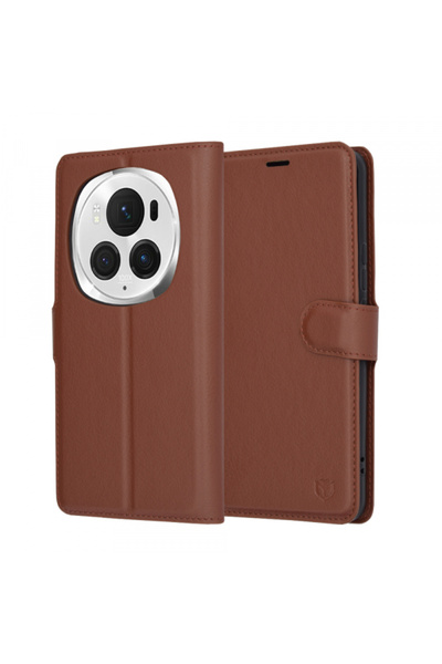 HONOR Case for Magic6 Pro, Techsuit, Leather Folio, Brown
