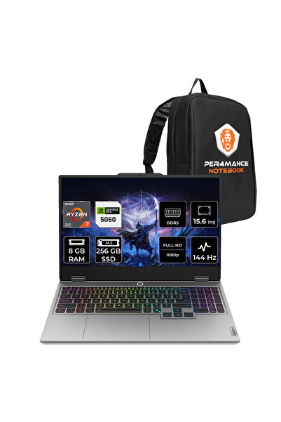 LENOVO LOQ Ryzen 7 250 8GB 256GB SSD RTX5060/8GB 100W 15.6" FHD 144Hz FDOS Ga...