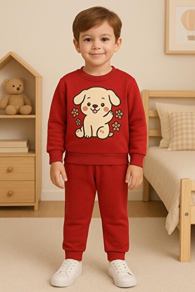 playwear طقم بدلة رياضية KÖPEK ÇİCEK B مطبوع للأعمار 3-4-5-6-7-8-9-10-11-12 سنة
