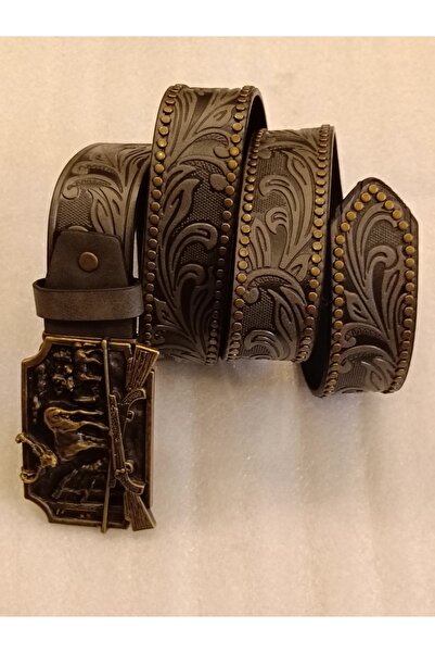 Butik Tülin Unisex Authentic Faux Leather Grey Printed Rivets Bronze Double R...