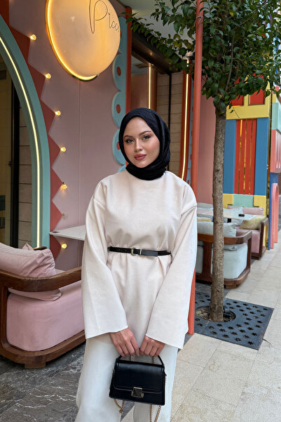 LOCCO Κρέμα τουνίκ με λεπτομέρεια γυναικείας ζώνης