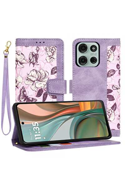 Motorola Калъф за Moto G75, Techsuit, FlipCraft, лилав