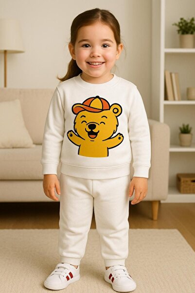 playwear Σετ Φόρμας με Σχέδιο Αρκουδάκι με Καπέλο για Ηλικίες 3-4-5-6-7-8-9-1...