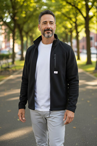 PAPATAY Very Useful Three Pocket Zippered Mock Neck Men's Fleece