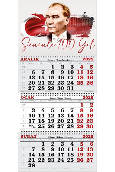 GENC DIJITAL BASKI 2026 Yılı Gemici Takvimi-Seninle 100 Yıl -ATATÜRK