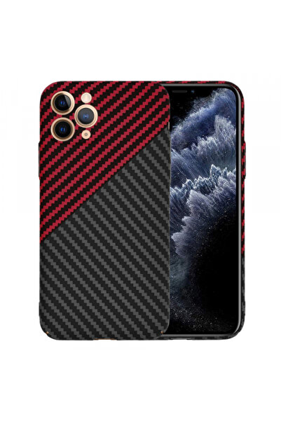 Apple iPhone 11 Pro Case, Techsuit, Carbonite FiberShell, Black Red