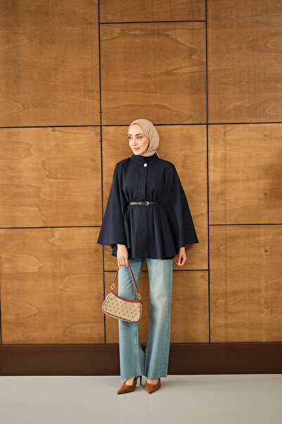 LOCCO Μπουφάν Gabardine με ζώνη σε μπλε ναυτικό